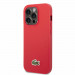Lacoste Iconic Petit Pique Logo Case - дизайнерски кожен кейс за iPhone 14 Pro (червен) 1