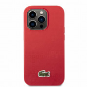 Lacoste Iconic Petit Pique Logo Case - дизайнерски кожен кейс за iPhone 14 Pro (червен) 1