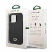 Lacoste Iconic Petit Pique Logo Case - дизайнерски кожен кейс за iPhone 14 Pro Max (черен) 5