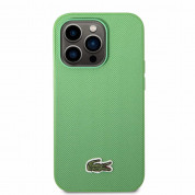 Lacoste Iconic Petit Pique Logo Case - дизайнерски кожен кейс за iPhone 14 Pro Max (зелен) 1