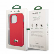 Lacoste Iconic Petit Pique Logo Case - дизайнерски кожен кейс за iPhone 14 Pro Max (червен) 5