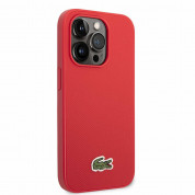 Lacoste Iconic Petit Pique Logo Case - дизайнерски кожен кейс за iPhone 14 Pro Max (червен) 2