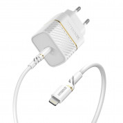 Otterbox Lightning to USB-C Wall Charging Kit 18W - захранване за ел. мрежа с USB-C изход с технология за бързо зареждане и USB-C към Lightning кабел (бял)