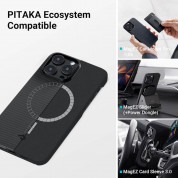Pitaka MagEZ 3 600D Aramid Fiber MagSafe Case - кевларен кейс с MagSafe за iPhone 14 Pro (черен-сив)  6