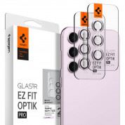 Spigen Optik Pro tR Ez Fit Lens Protector 2 Pack - 2 комплекта предпазни стъклени лещи за камерата на Samsung Galaxy S23, Galaxy S23 Plus (розов)