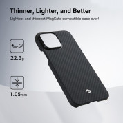 Pitaka MagEZ 3 1500D Aramid Fiber MagSafe Case - кевларен кейс с MagSafe за iPhone 14 Pro Max (черен-сив)  1