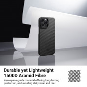 Pitaka MagEZ 3 1500D Aramid Fiber MagSafe Case - кевларен кейс с MagSafe за iPhone 14 Pro Max (черен-сив)  3