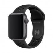 Apple Watch Nike Sport Band Anthracite - оригинална силиконова каишка за Apple Watch 42мм, 44мм, 45мм, Ultra 49мм (черен) (разопакован продукт)