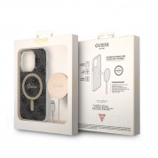 Guess 4G Printed Stripe MagSafe Case With MagSafe Wireless Charger Set - комплект хибриден удароустойчив кейс с MagSafe и поставка (пад) за безжично зареждане за iPhone 14 Pro (черен) 8