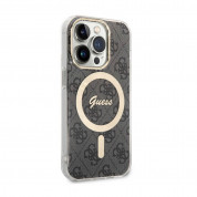 Guess 4G Printed Stripe MagSafe Case With MagSafe Wireless Charger Set - комплект хибриден удароустойчив кейс с MagSafe и поставка (пад) за безжично зареждане за iPhone 14 Pro (черен) 3