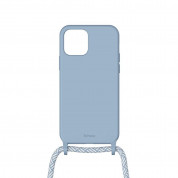 Artwizz HangOn Silicone Case - силиконов (TPU) калъфс с връзка за носене за iPhone 12, iPhone 12 Pro (светлосин)  1