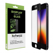 Artwizz CurvedDisplay Glass Protection - калено стъклено защитно покритие за дисплея на iPhone SE (2022), iPhone SE (2020), iPhone 8, iPhone 7, iPhone 6S, iPhone 6 (черен-прозрачен)