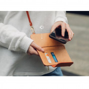 Moshi SnapTo Crossbody Wallet - елегантен кожен калъф с презрамка за прикрепяне към Moshi кейсове със SnapTo технология за закрепяне (черен) 3