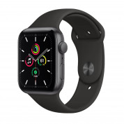 Apple Watch Black Sport Band Graphite Stainless Steel Pin - оригинална силиконова каишка за Apple Watch 42мм, 44мм, 45мм, Ultra 49мм (черен) (разопакован продукт)