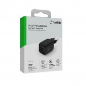 Belkin Boost Charge Pro GaN Dual USB-C Wall Charger PD 65W - захранване за ел. мрежа с 2xUSB-C PD изходи с технология за бързо зареждане (черен)  5