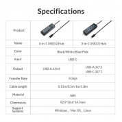 Orico USB-C 3.0 3-Port Hub (PWC2U-C3-015-BK) - USB-C 3.0 хъб с 2xUSB-А порта и 1xUSB-C за компютри с USB-C (черен) 6