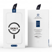 Dux Ducis Skin X Pro Magnetic Wallet Case - удароустойчив хибриден кожен кейс с отделение за карти и MagSafe за iPhone 14 Pro (черен-прозрачен) 11