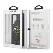 Guess Saffiano 4G Metal Logo Leather Hard Case - дизайнерски кожен кейс за Samsung Galaxy S23 Ultra (сив) 7