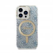 Guess 4G Printed Stripe MagSafe Case With MagSafe Wireless Charger Set for iPhone 14 Pro (blue) 1