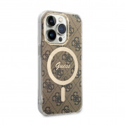 Guess 4G Printed Stripe MagSafe Case With MagSafe Wireless Charger Set for iPhone 14 Pro (brown) 1
