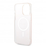 Guess 4G Printed Stripe MagSafe Case With MagSafe Wireless Charger Set - комплект хибриден удароустойчив кейс с MagSafe и поставка (пад) за безжично зареждане за iPhone 14 Pro Max (розов) 5