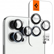 Spigen Optik Pro tR Ez Fit Lens Protector Zero One - 2 комплекта предпазни стъклени лещи за камерата на iPhone 15 Pro, iPhone 15 Pro Max, iPhone 14 Pro, iPhone 14 Pro Max (черен-сив)