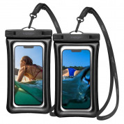 Spigen Aqua Shield A610 Universal Waterproof Floating Case IPX8 2 Pack - 2 броя универсални водоустойчиви калъфи за смартфони до 6.9 инча (черен)