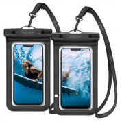 Spigen Aqua Shield A601 Universal Waterproof Case IPX8 Pack - универсален водоустойчив калъф за смартфони до 7 инча (черен) (2 броя)