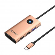 Orico 5in1 Multifunction Docking Station USB-C Hub (PW11-5P-RG-EP) - USB-C хъб за свързване на допълнителна периферия за компютри и лаптопи с USB-C порт (розово злато)