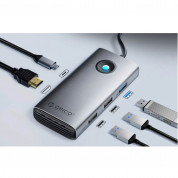 Orico 6in1 Multifunction Docking Station USB-C Hub (PW11-6PR-GY-EP) - USB-C хъб за свързване на допълнителна периферия за компютри и лаптопи с USB-C порт (тъмносив) 1