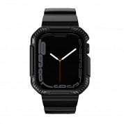 Kingxbar 2in1 Watch Strap and Case CYF537 - удароустойчив TPU кейс с вградена каишка за Apple Watch 44мм, 45мм (черен) 2