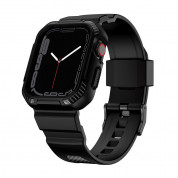 Kingxbar 2in1 Watch Strap and Case CYF537 - удароустойчив TPU кейс с вградена каишка за Apple Watch 44мм, 45мм (черен)