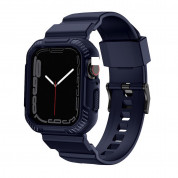 Kingxbar 2in1 Watch Strap and Case CYF537 - удароустойчив TPU кейс с вградена каишка за Apple Watch 44мм, 45мм (син) 4