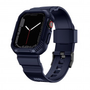 Kingxbar 2in1 Watch Strap and Case CYF537 - удароустойчив TPU кейс с вградена каишка за Apple Watch 44мм, 45мм (син)
