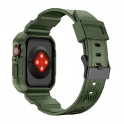 Kingxbar 2in1 Watch Strap and Case CYF537 - удароустойчив TPU кейс с вградена каишка за Apple Watch 44мм, 45мм (зелен) 6