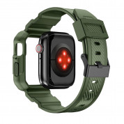 Kingxbar 2in1 Watch Strap and Case CYF537 - удароустойчив TPU кейс с вградена каишка за Apple Watch 44мм, 45мм (зелен) 5