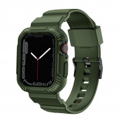 Kingxbar 2in1 Watch Strap and Case CYF537 - удароустойчив TPU кейс с вградена каишка за Apple Watch 44мм, 45мм (зелен) 4