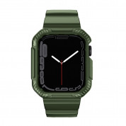 Kingxbar 2in1 Watch Strap and Case CYF537 - удароустойчив TPU кейс с вградена каишка за Apple Watch 44мм, 45мм (зелен) 2
