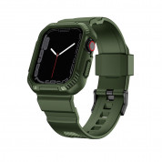 Kingxbar 2in1 Watch Strap and Case CYF106 - удароустойчив TPU кейс с вградена каишка за Apple Watch 40мм, 41мм (зелен)