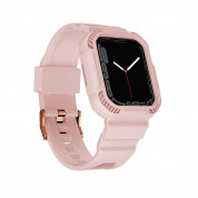 Kingxbar 2in1 Watch Strap and Case CYF106 - удароустойчив TPU кейс с вградена каишка за Apple Watch 40мм, 41мм (розов) 1