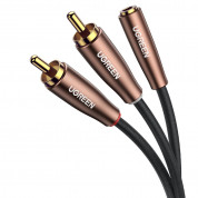 Ugreen AV198 2xRCA Male to 3.5mm Female Audio Cable - качествен аудио кабел 2xRCA (мъжко) към 3.5мм аудио жак (женски) (300 см) (черен-кафяв) 