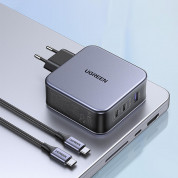 Ugreen Nexode GaN Fast Wall Charger 140W - захранване за ел. мрежа за лаптопи, смартфони и таблети с USB-A и 3xUSB-C изходи с технология за бързо зареждане и USB-C към USB-C кабел (черен) 3