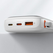 Baseus Qpow Digital Display Power bank with USB-C cable 22.5W (PPQD020102) - външна батерия 10000 mAh с вграден USB-C кабел и USB-C, USB-A и Lightning портове (бял) 6
