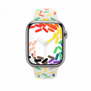 Apple Watch Pride Edition Sport Band - оригинална силиконова каишка за Apple Watch 38мм, 40мм, 41мм (бял-шарен)  1
