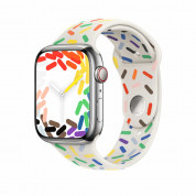 Apple Watch Pride Edition Sport Band - оригинална силиконова каишка за Apple Watch 38мм, 40мм, 41мм (бял-шарен) 