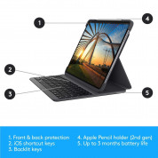 Logitech Slim Keyboard Folio Pro - безжична клавиатура, кейс и поставка за iPad Pro 11 M2 (2022), iPad Pro 11 M1 (2021), iPad Pro 11 (2020), iPad Pro 11 (2018) (черен) 5