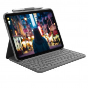 Logitech Slim Keyboard Folio UK - безжична клавиатура, кейс и поставка за iPad 10 (2022) (сив)