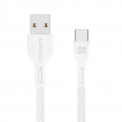 Promate PowerBeam-C USB-A to USB-C Cable 2А - кабел с гумирана оплетка за устройства с USB-C порт (120 см) (бял) 