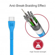 Promate PowerBeam-C USB-A to USB-C Cable 2А - кабел с гумирана оплетка за устройства с USB-C порт (120 см) (син)  3