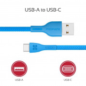 Promate PowerBeam-C USB-A to USB-C Cable 2А (120 cm) (blue) 2